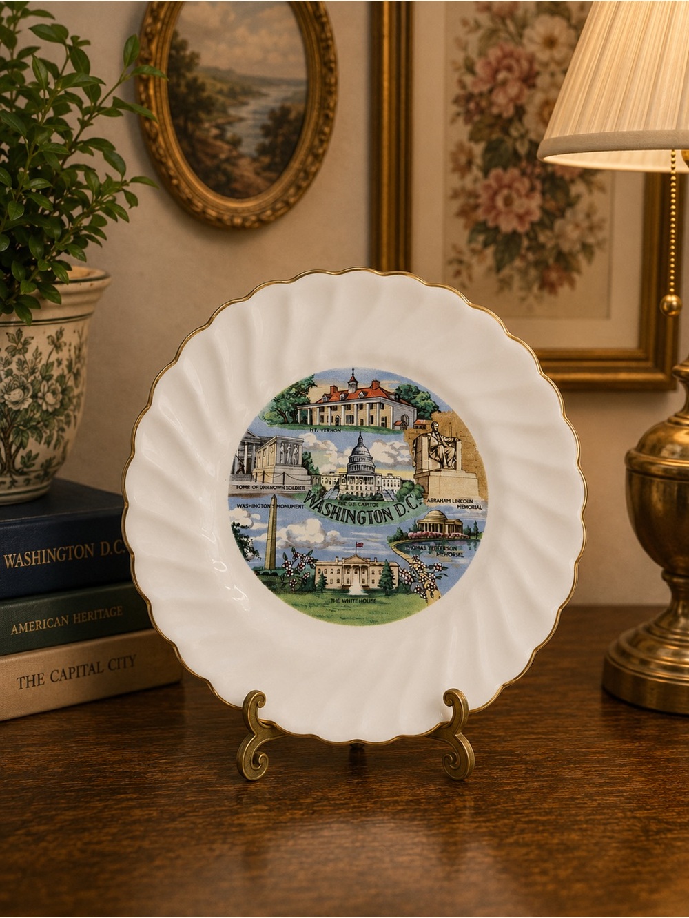 Vintage Washington D.C. Souvenir Plate with Gold Trim | 6.25” Souvenir Dish
